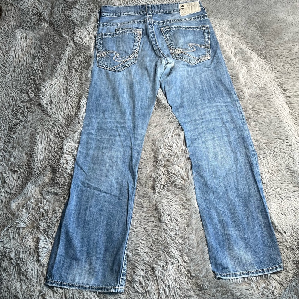 Silver Jeans Mens Size 31 Zac Whiskered Straight Leg Blue